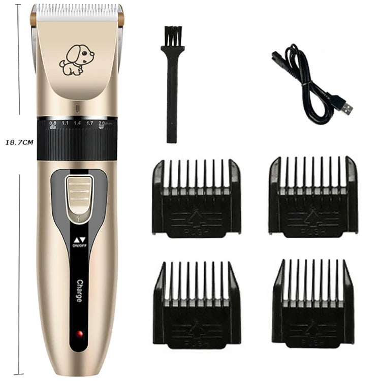 Electric Pet Hair Clipper and Hair Trimmer Set For Pet Grooming With an Electric Shaver Ceramic Blade with USB Charging
