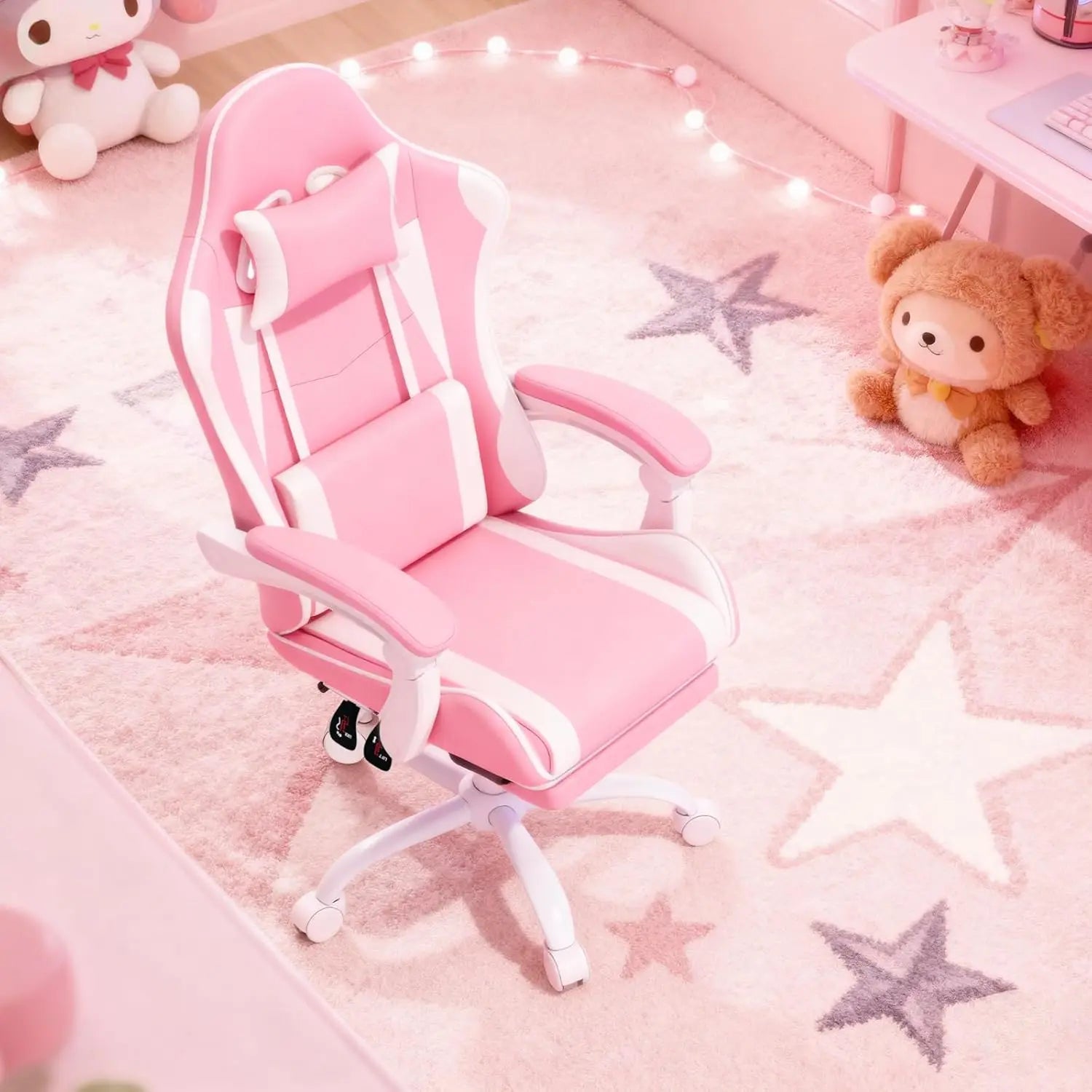 Ergonomic Design Computer Chair with Linkage Armrests, Height Adjustable Gamer Chair with Footrest and Headrest
