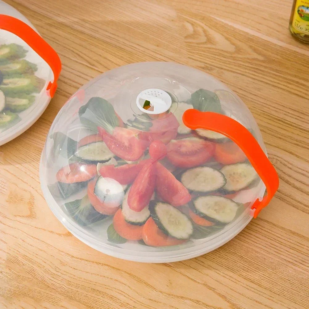Microwave Food Splash Guard High Temperature Resistant Food Heating Cover with Steam Vent and Handle With Transparent Plate Cover - Lovies Kitchenwares