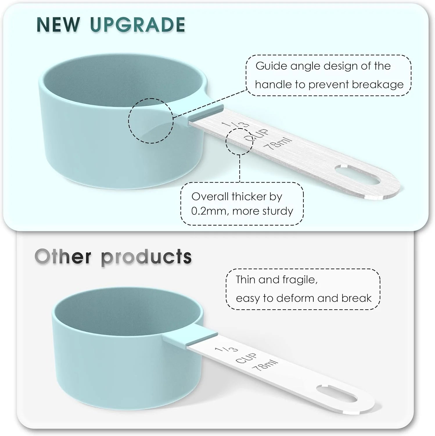 8pcs Stackable Nesting Measuring Cups & Spoons Set With Stainless Steel Handle
