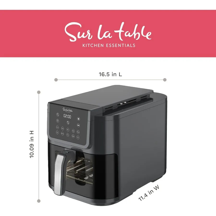 KITCHEN ESSENTIALS 5-in-1 Compact 8-Quart Basket Air Fryer with Window for Easy Viewing Digital Touchscreen Display with 10-Presets
