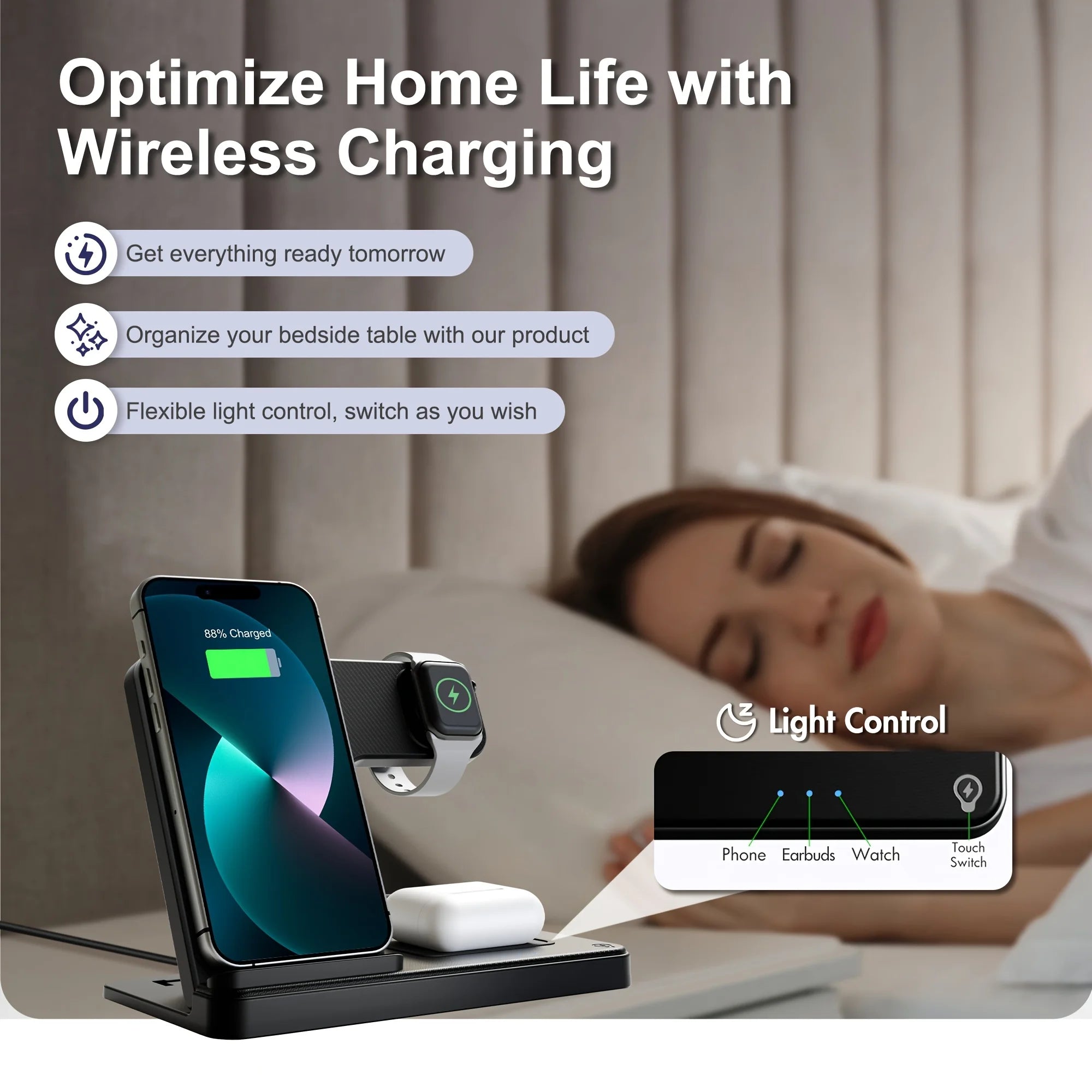 3 In 1 Magnetic Wireless Charger Stand 15W Fast Charging Dock Station Multiple Devices for iPhone