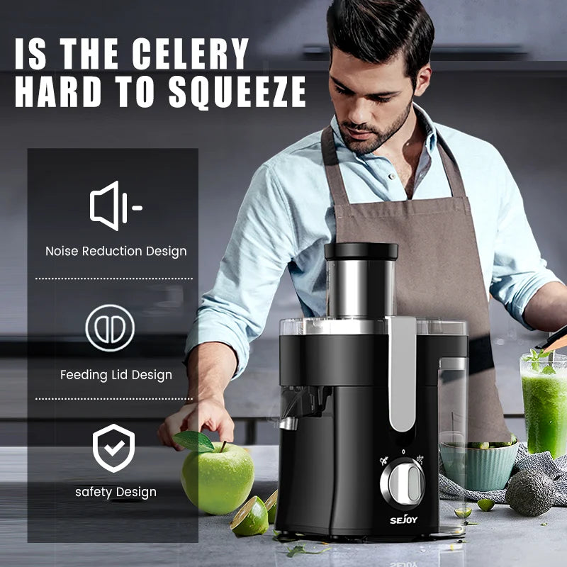 Compact Multi-Fruit Juicer, Juice Extractor Wide Mouth 3” Feed Chute With Centrifugal Extractor
