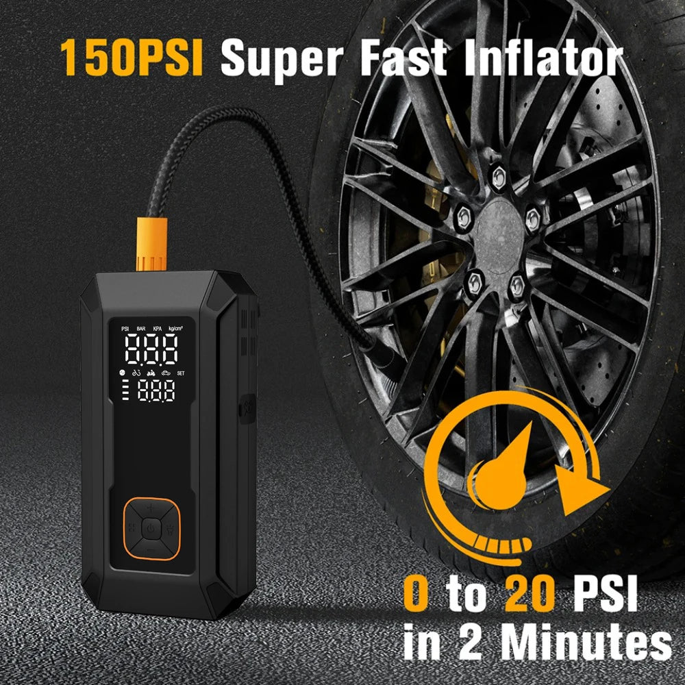 Car Jump Starter with Air Pump 4000A Jump Starter & 150PSI Air Compressor, Portable Auto Power Bank ,Tire Inflator, LED Light