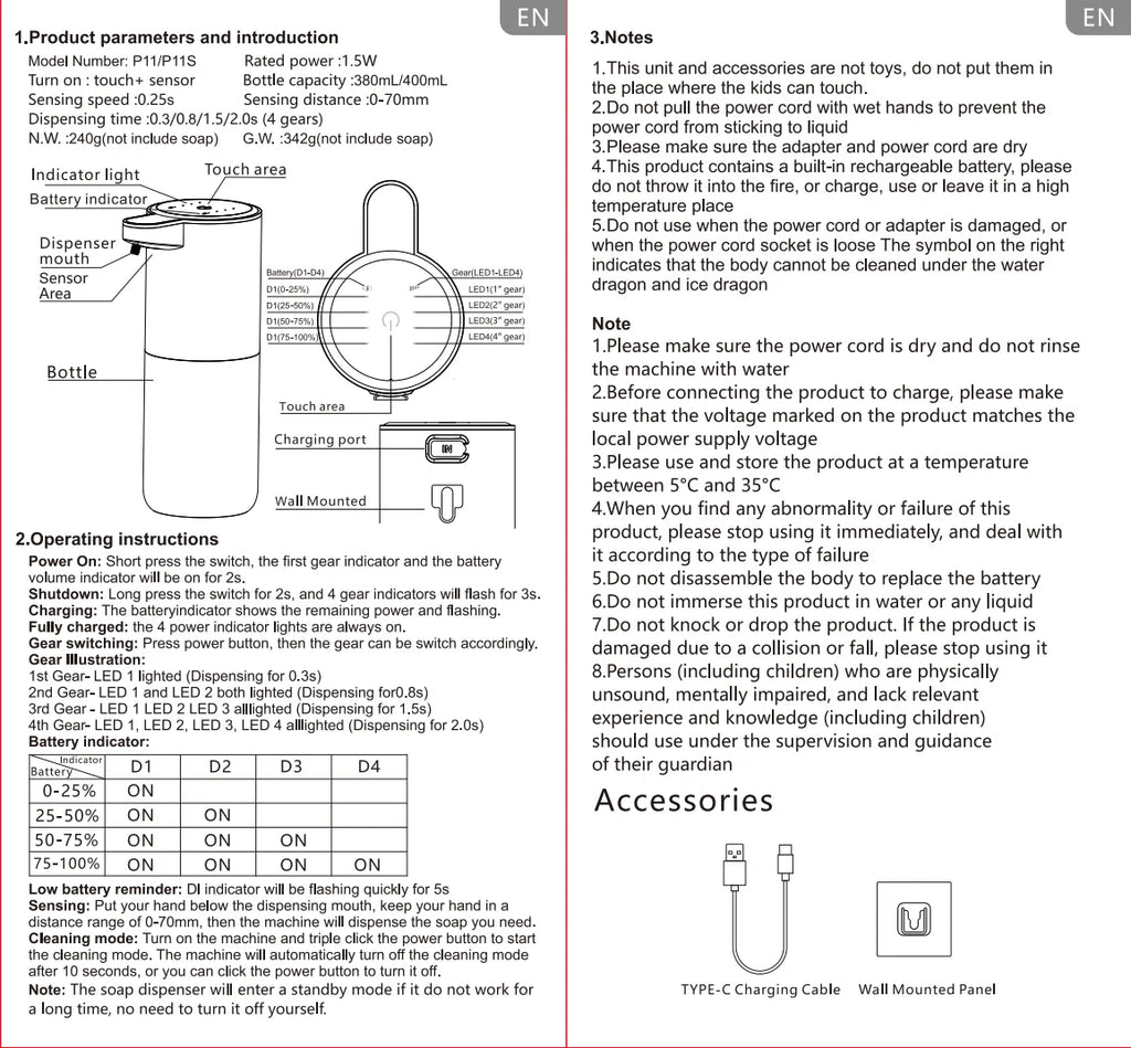 Automatic Liquid/Foam Soap Dispenser, Touchless Electric Dispenser, USB Rechargeable with Infrared Sensor