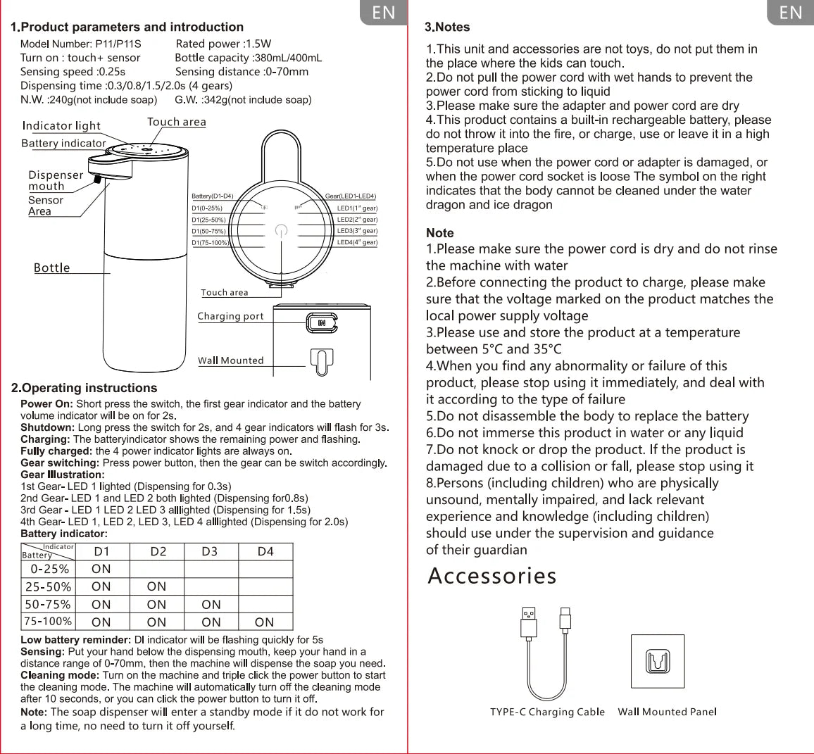 Automatic Liquid/Foam Soap Dispenser, Touchless Electric Dispenser, USB Rechargeable with Infrared Sensor