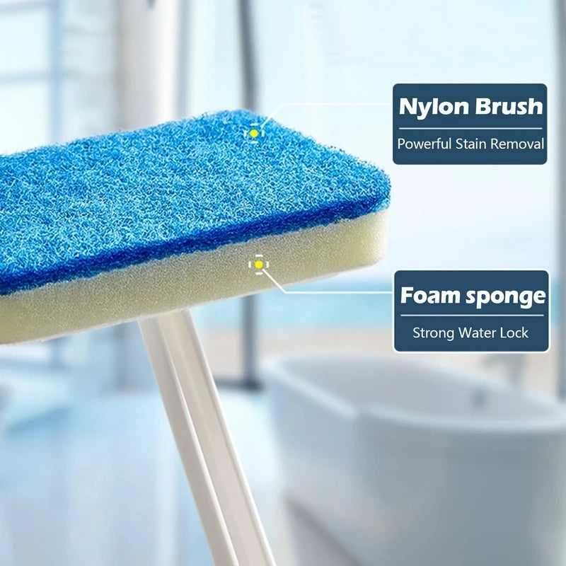 Bathroom Sponge Cleaning Brush Multi-Functional Tool With Long Removable Handle