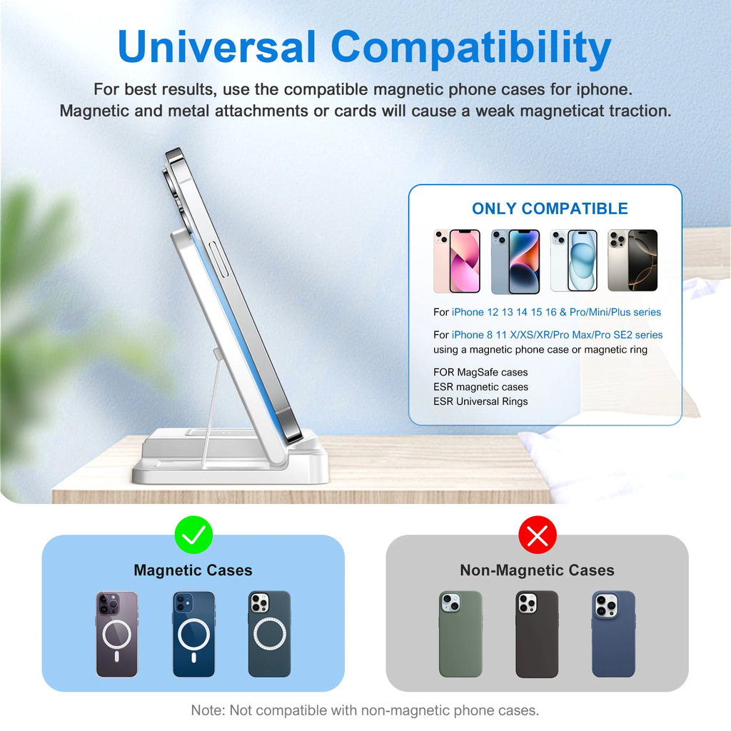 3 In 1 Magnetic Wireless Charger Stand 15W Fast Charging Dock Station Multiple Devices for iPhone