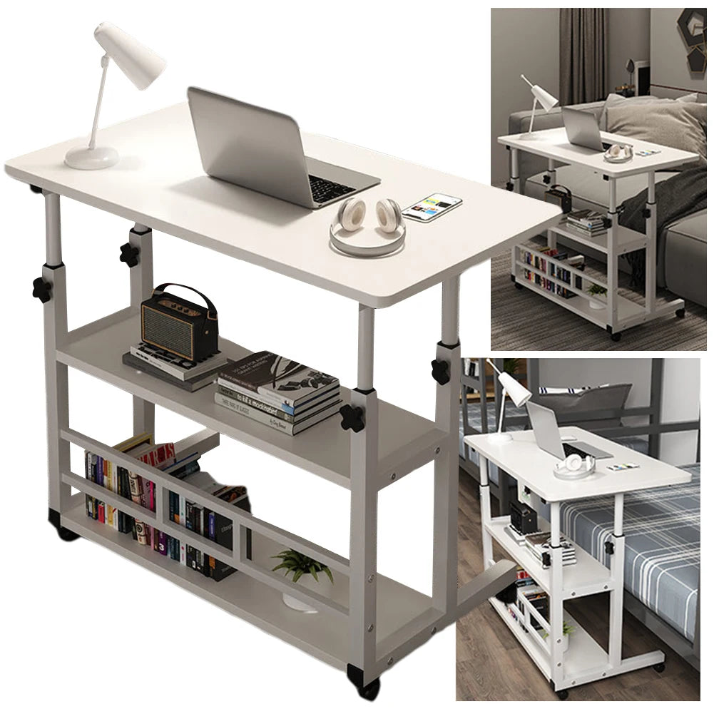 Height Adjustable Computer or Laptop Desk With Multi-Layer Storage