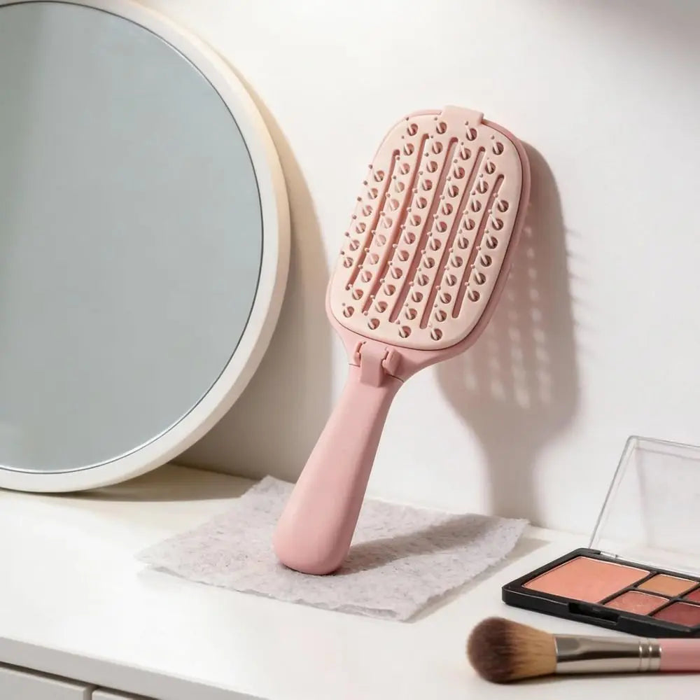 New Foldable Scalp Massaging Self-cleaning Portable Hair Brush