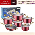 12PCS Stainless Steel Non-Stick Colored Cookware Set
