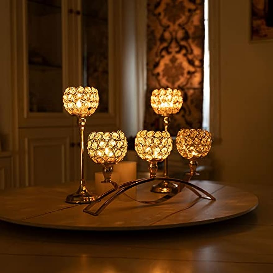 Gold Candle Holders for Table Centerpieces, Candelabra Stand, 3 Arm Candle for Multi-rooms.