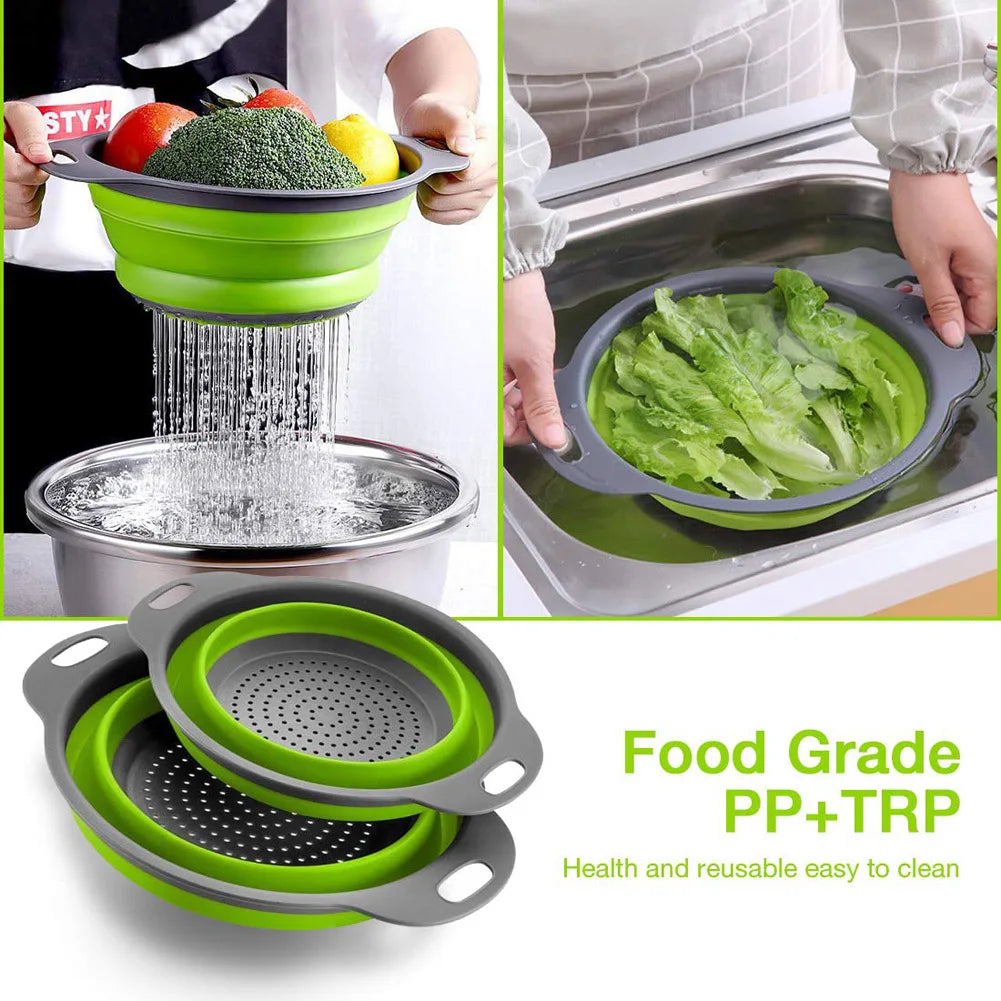 Silicone Folding Drain & Wash Basket & Foldable Strainer Colander