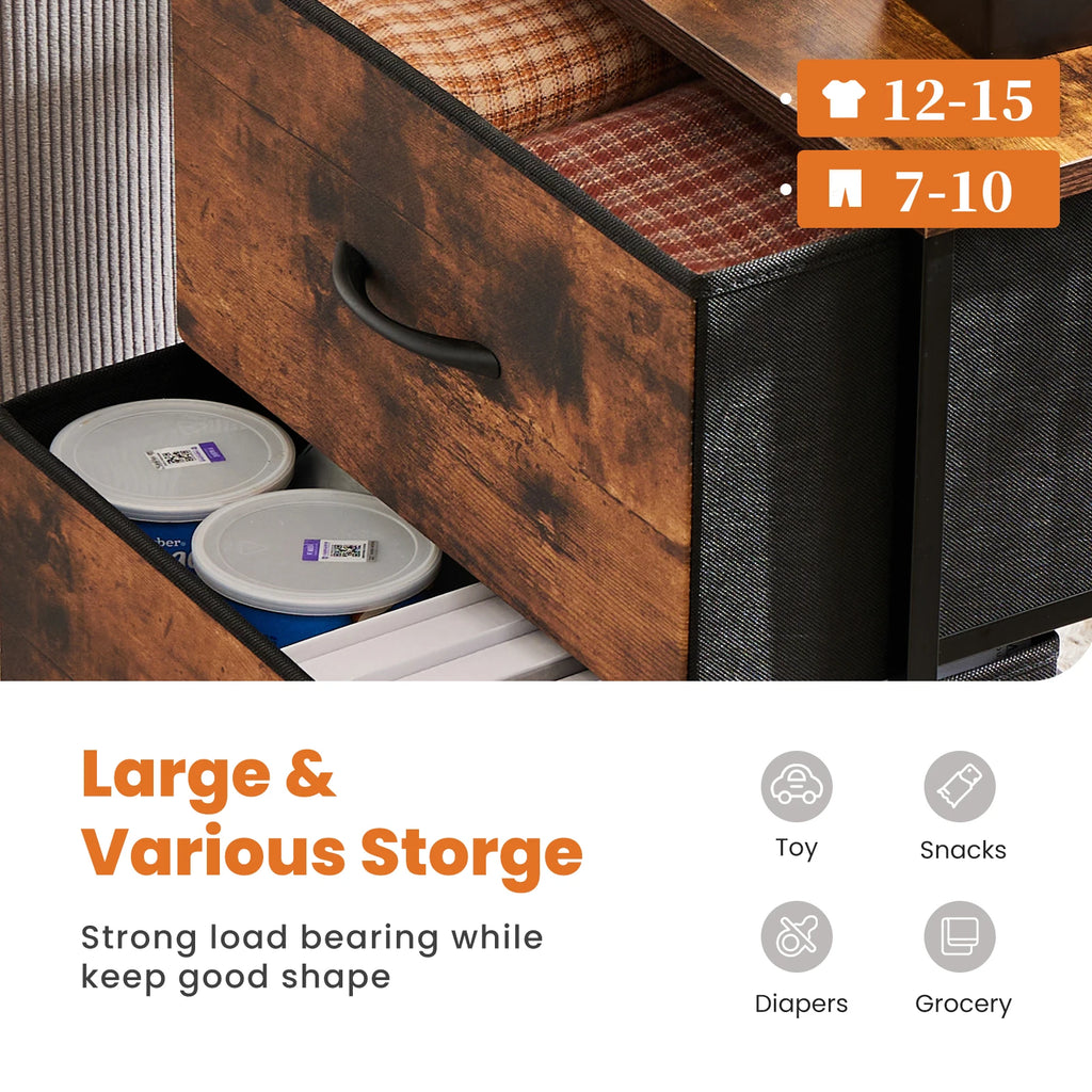 Bedside Nightstand Featuring 2 Fabric Drawers Cabinet Furniture