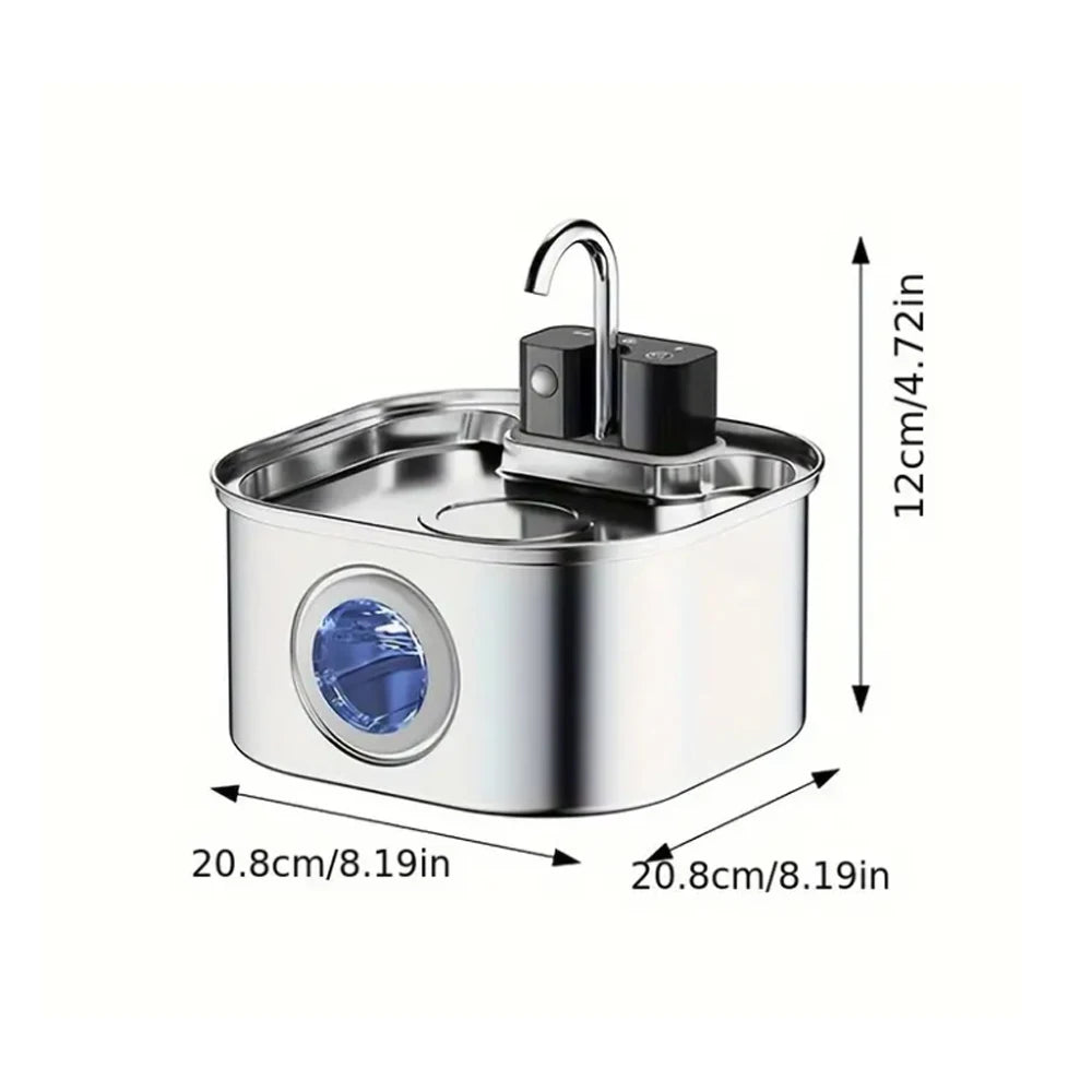 3L Stainless Steel Wireless Recharging Sensor Cat Water Fountain  with Auto Drinking Fountain For Cats & Dogs