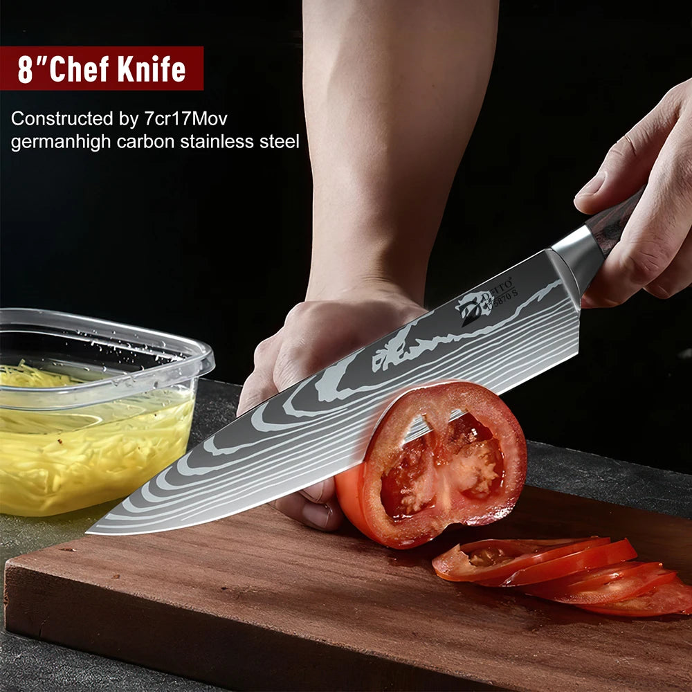 Stainless Steel Kitchen Knife Set Ultra Sharp Cleaver and Utility Knife With Nylon Bag