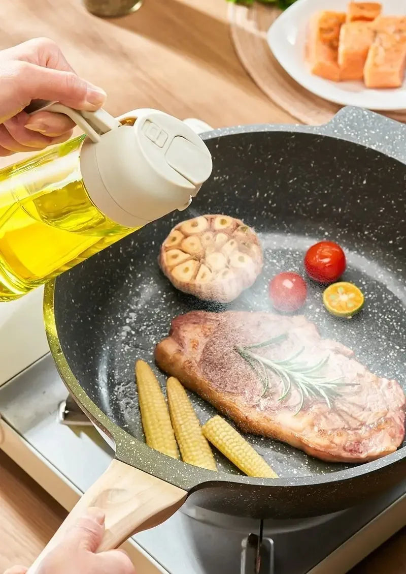 Oil Spray Dispenser Bottle for Pouring Cooking Oil with Automatic Lid Spice Shaker