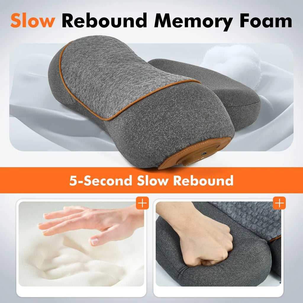 Electric Cervical Pillow Neck & Shoulder Massager with Hot Compress Heating Vibration Pillow Back Traction