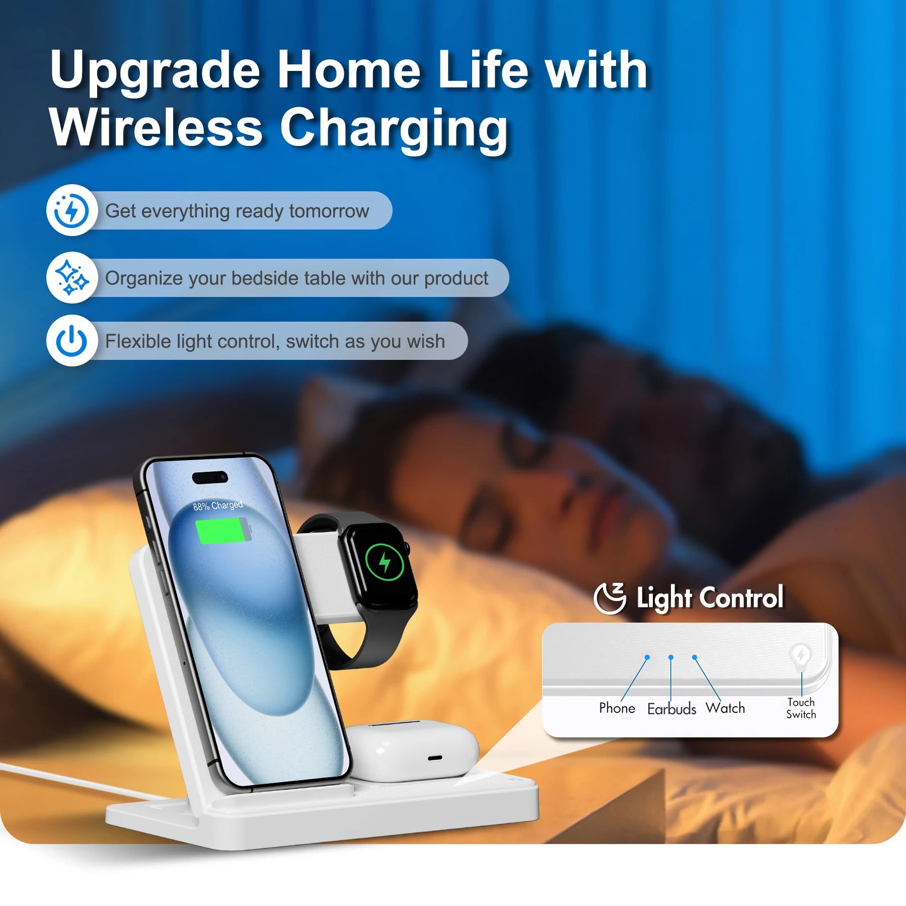3 In 1 Magnetic Wireless Charger Stand 15W Fast Charging Dock Station Multiple Devices for iPhone
