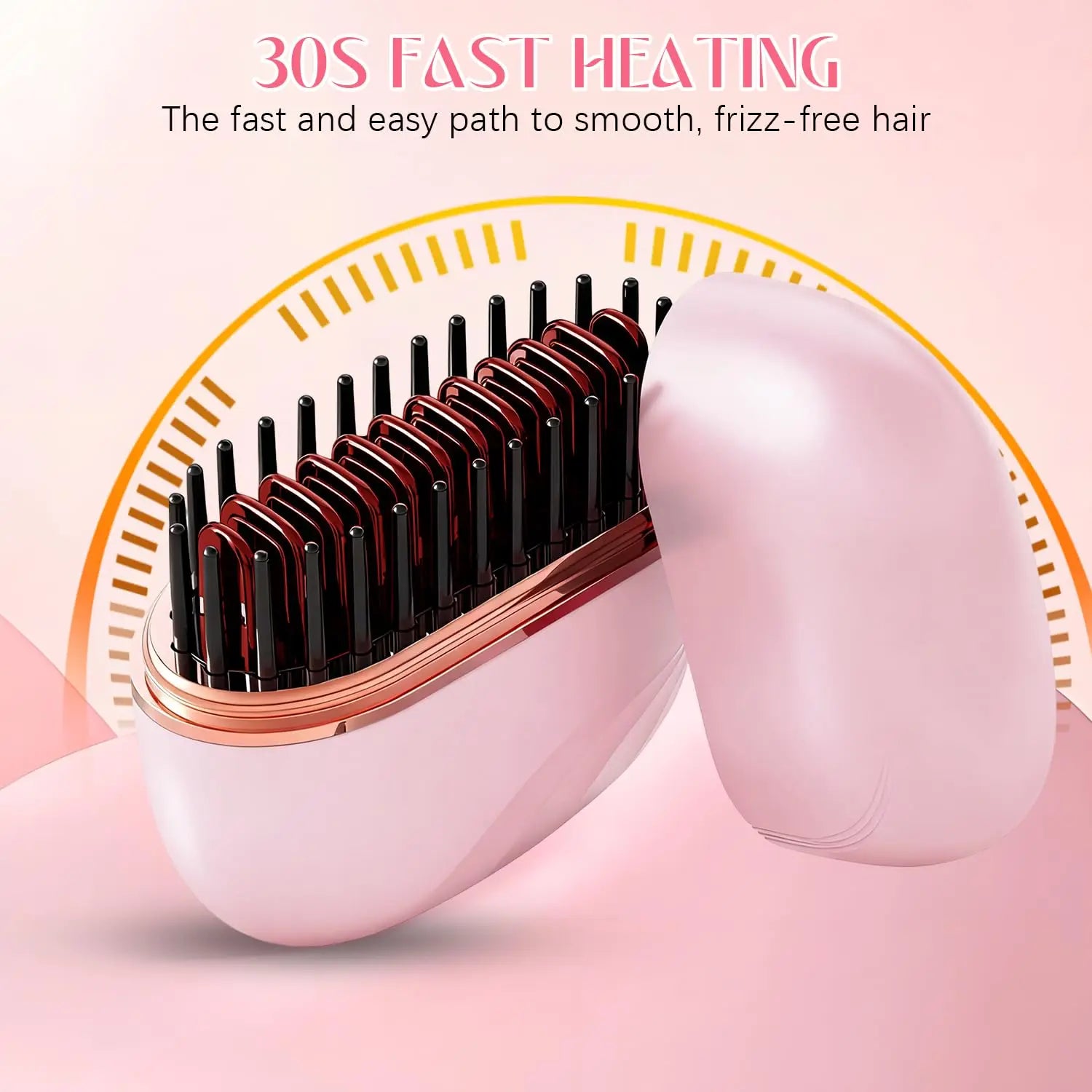 New Mini Portable Rechargeable Hair Straightener Brush With Anti-Scald Shell Cordless USB Charging