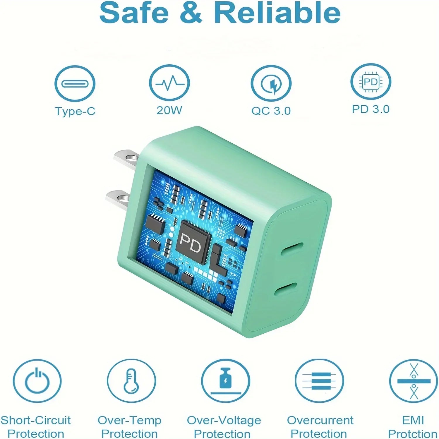 2-Pack For IPhone 15/15Pro/IPad Pro Charger, 40W Dual Port Block With 2Pack 6FT USB