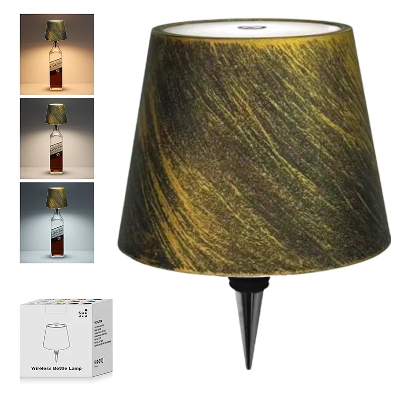 Wireless Bottle Table Touch Control Lamp With 3 Colors & Dimming Night Lamp