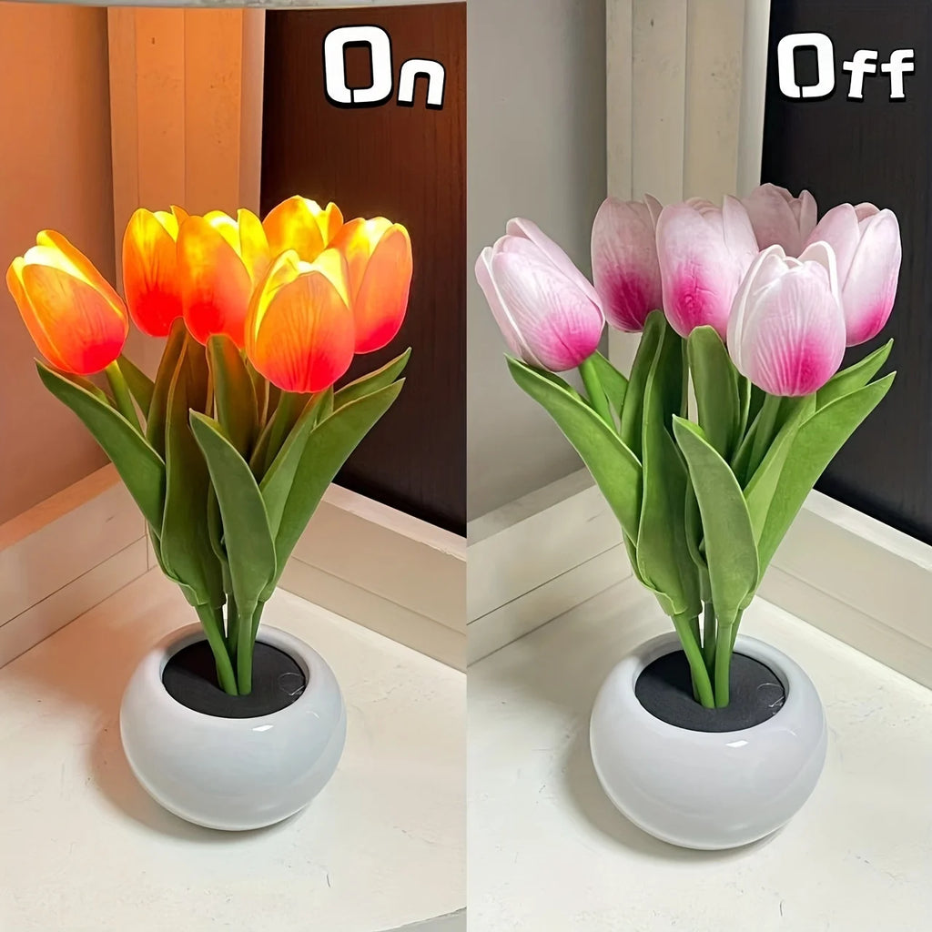 1 PC Tulip LED Night Light, Stimulated Atmosphere Bouquet Light.