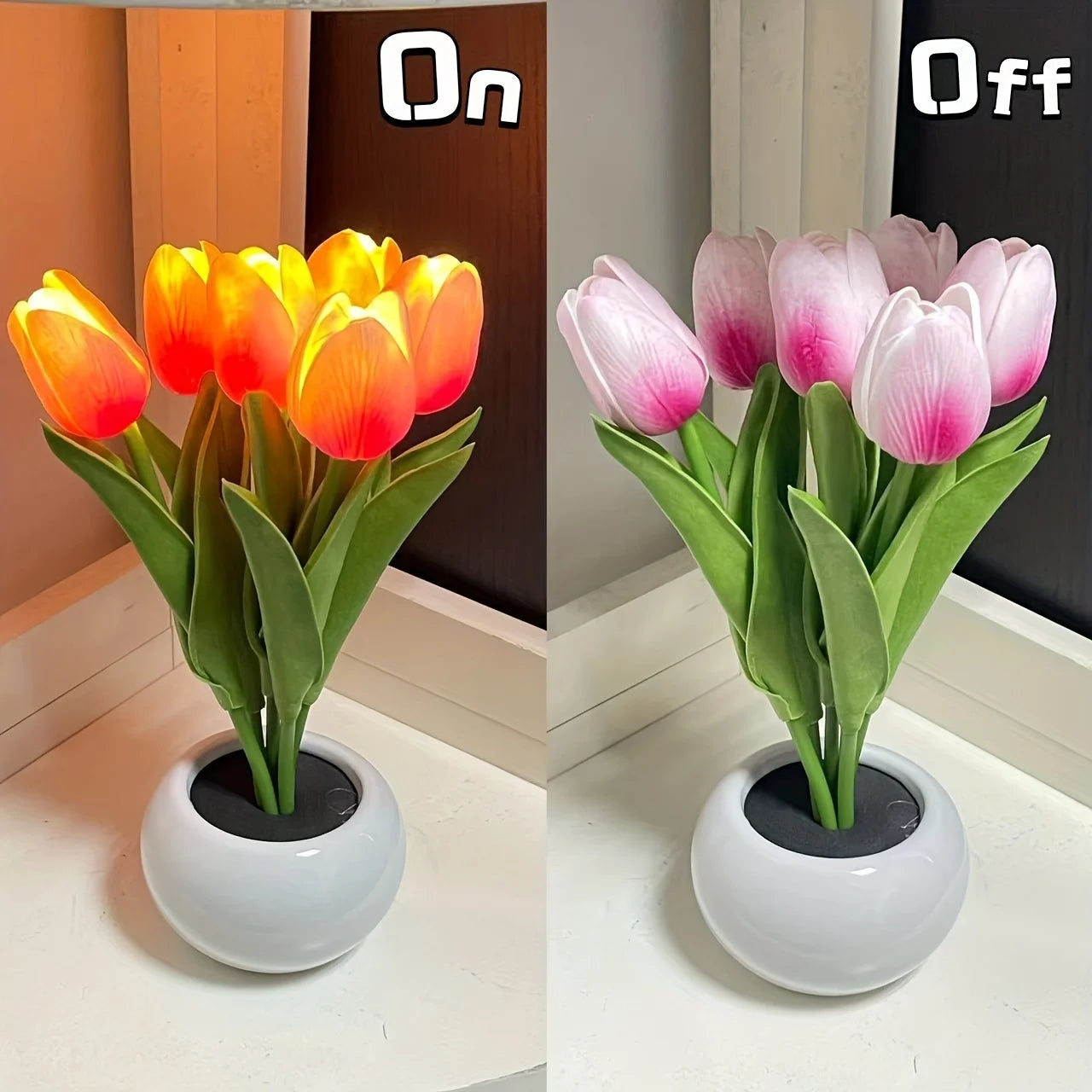 1 PC Tulip LED Night Light, Stimulated Atmosphere Bouquet Light.