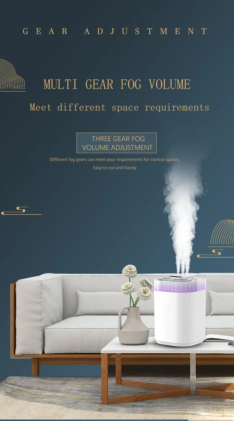 3L Ultrasonic Air Cool Mist USB Aromatic Humidifier with Night Light and 3 Nozzles