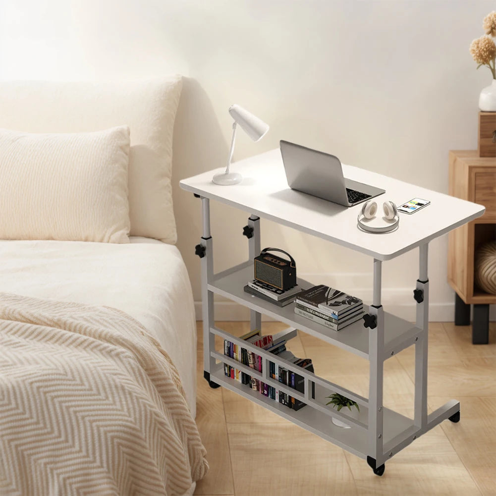 Height Adjustable Computer or Laptop Desk With Multi-Layer Storage