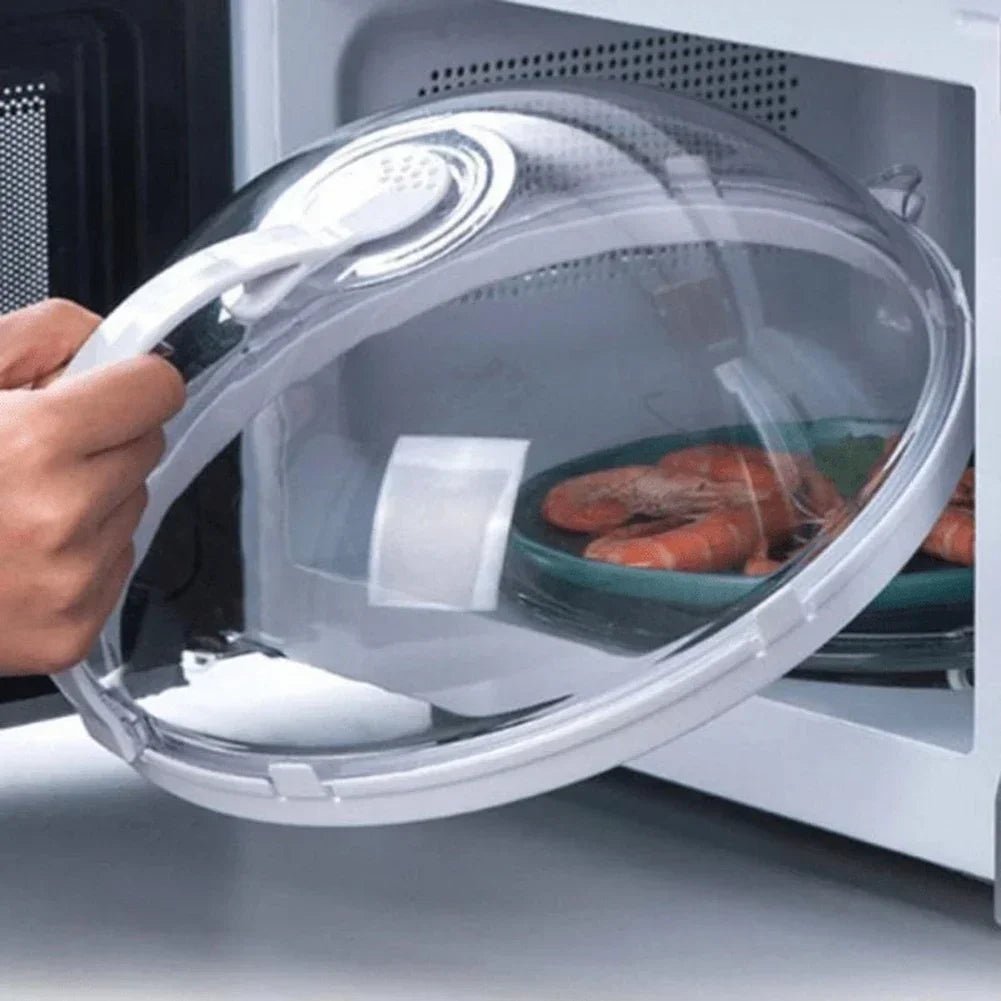 Microwave Food Splash Guard High Temperature Resistant Food Heating Cover with Steam Vent and Handle With Transparent Plate Cover - Lovies Kitchenwares