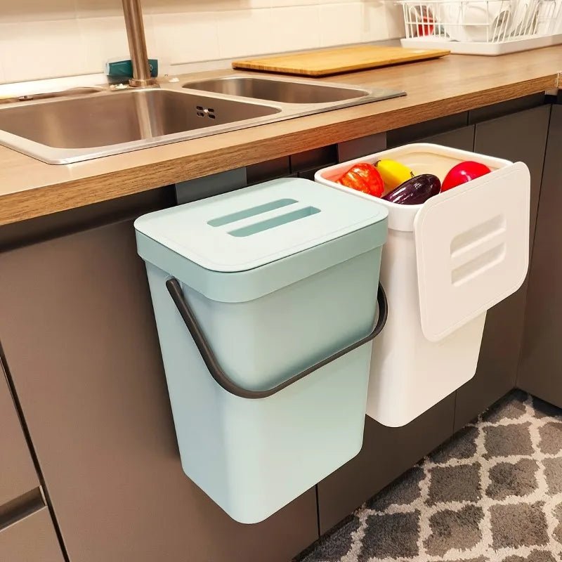 Space-Saving Quiet-Close Trash Can - 3/5L, Eco-Friendly Sealed Bin For Kitchen & Office - Lovies Kitchenwares