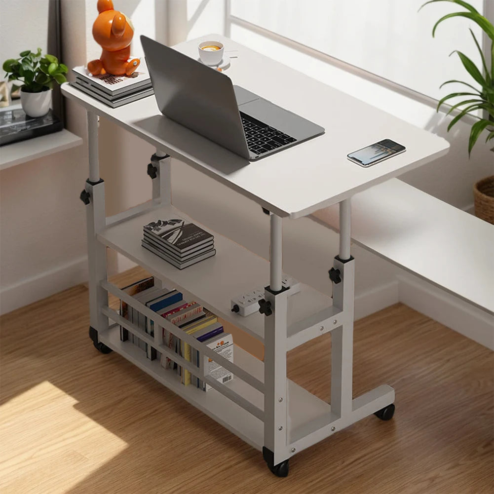 Height Adjustable Computer or Laptop Desk With Multi-Layer Storage