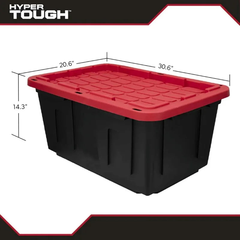 6 Pack Hyper Tough 27 Gallon Plastic Storage Container with Snap-On Lid