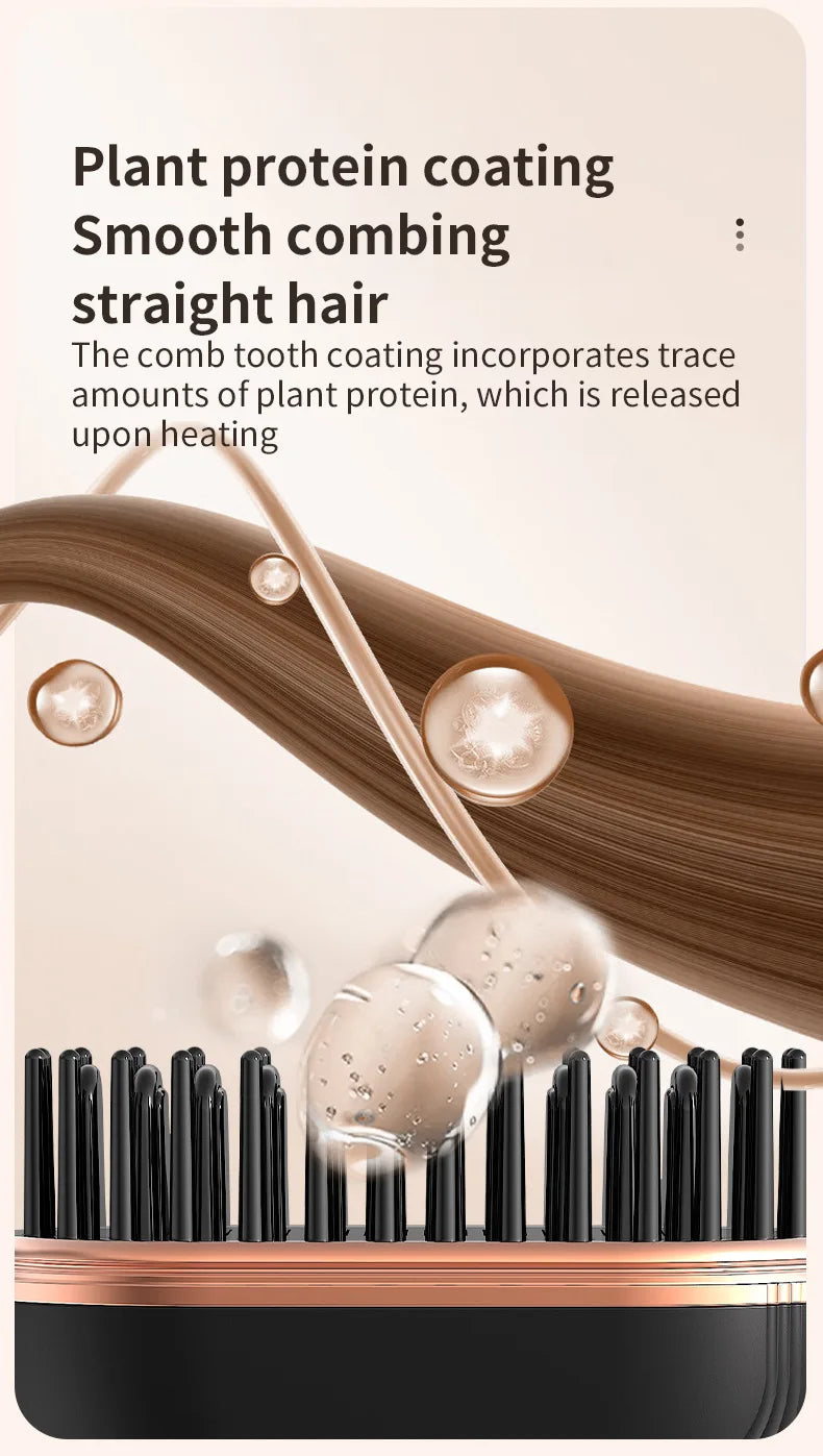 New Mini Portable Rechargeable Hair Straightener Brush With Anti-Scald Shell Cordless USB Charging