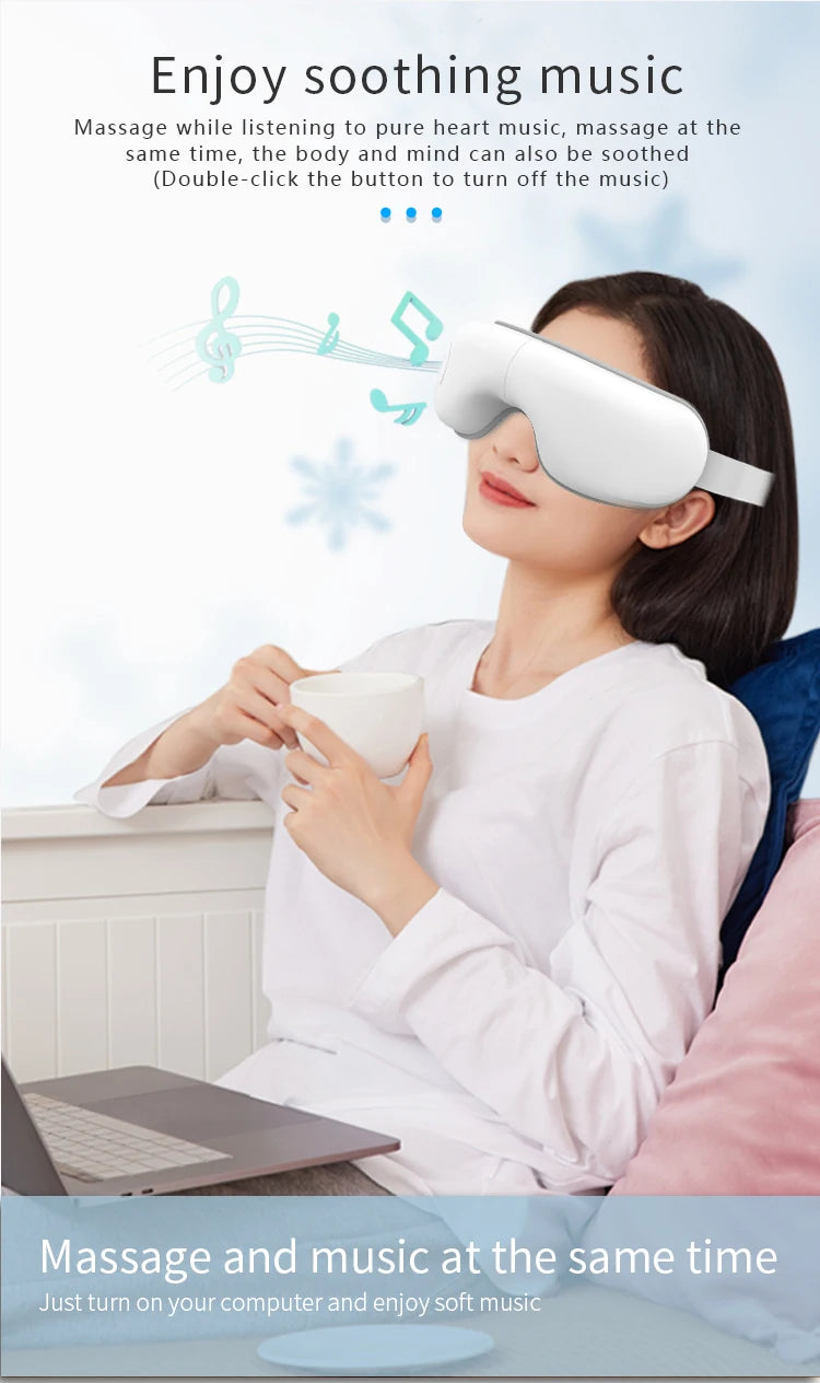 Folding Eye Massager Eye Mask with Heat and Bluetooth Music Airbag