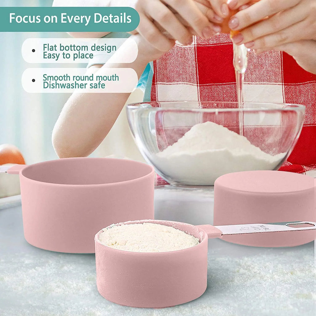 8pcs Stackable Nesting Measuring Cups & Spoons Set With Stainless Steel Handle