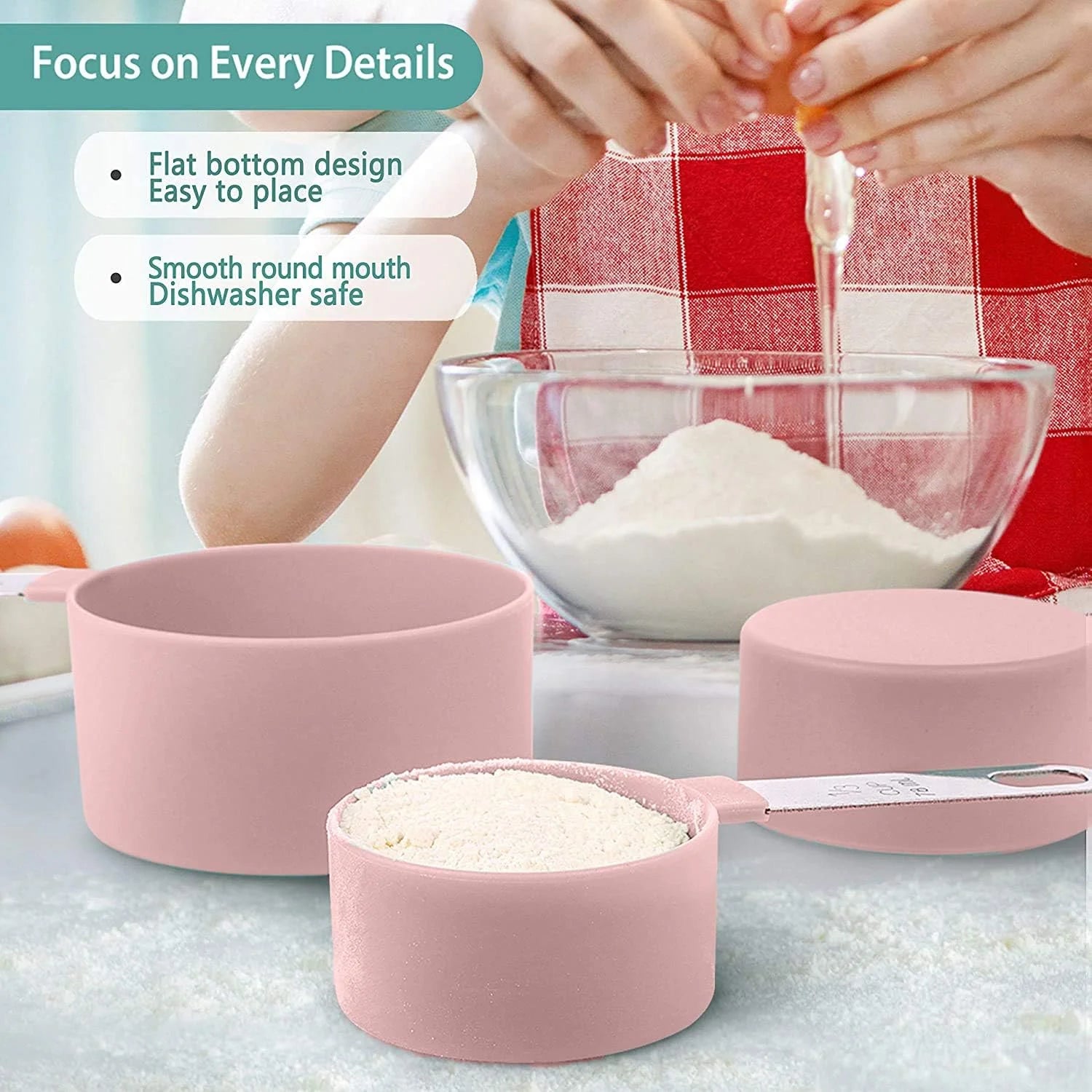 8pcs Stackable Nesting Measuring Cups & Spoons Set With Stainless Steel Handle