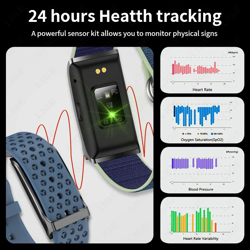 Sport Fitness Tracker Smart Bracelet Heart Rate Blood Pressure Monitor & Smartwatch Band