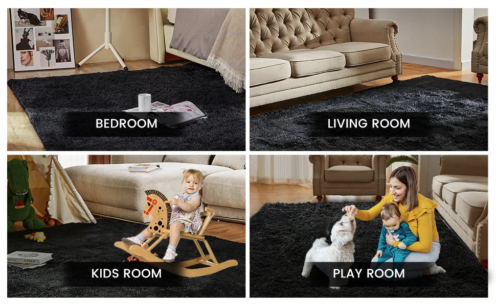 Tie-Dye Plush Carpet Non-Slip Multi-Room Decoration Soft Fluffy Home Mat