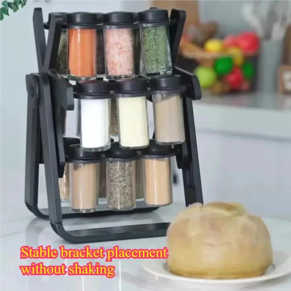 5 Tier Rotating Glass Multi-Favorite Kitchen Spice Storage Rack