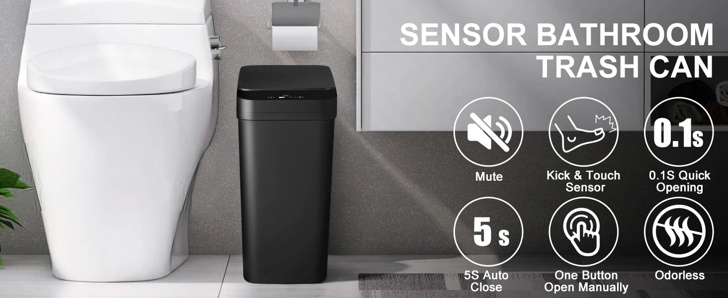2 Pack 12L  Automatic Multi-Room Hand Sensor Trash Cans