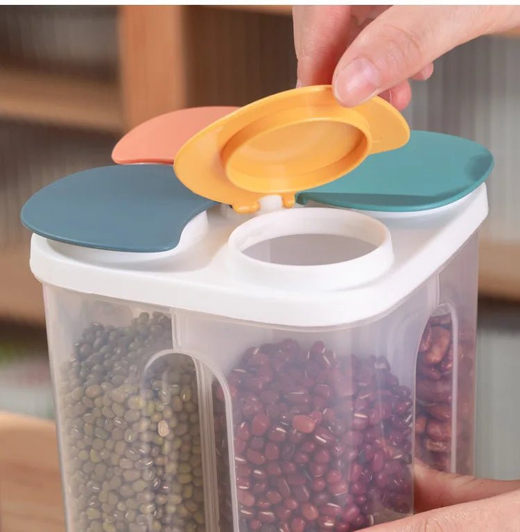 Kitchen Food Storage Box Plastic 4 grids Sealed Food Container Moisture-proof - Lovies Kitchenwares