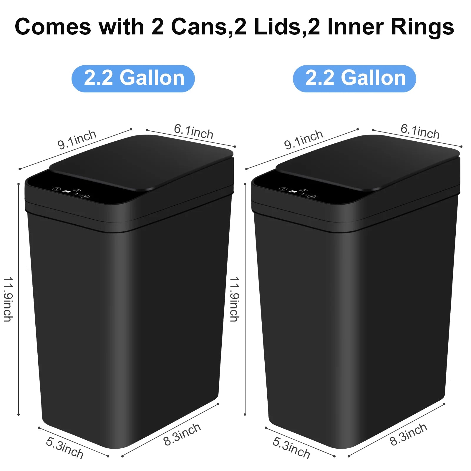2 Pack 12L  Automatic Multi-Room Hand Sensor Trash Cans