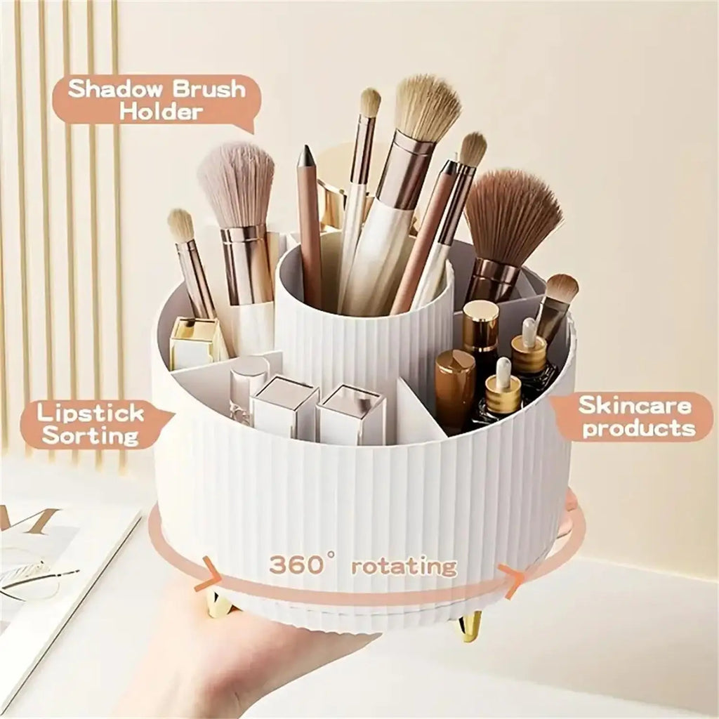360° 5 Compartment Rotating Multi-Functional Makeup Organizer & Brush Holder