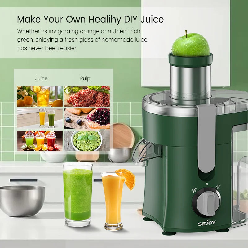 Compact Multi-Fruit Juicer, Juice Extractor Wide Mouth 3” Feed Chute With Centrifugal Extractor