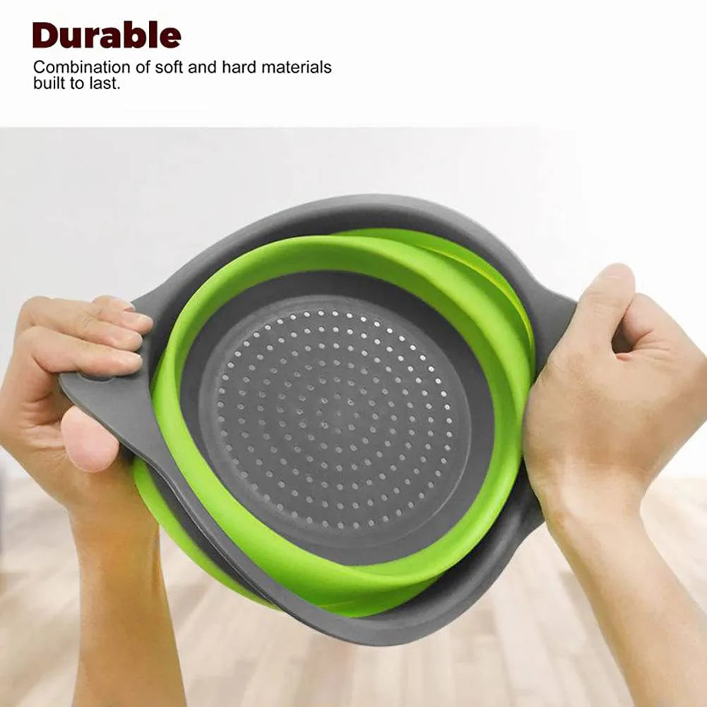 Silicone Folding Drain & Wash Basket & Foldable Strainer Colander