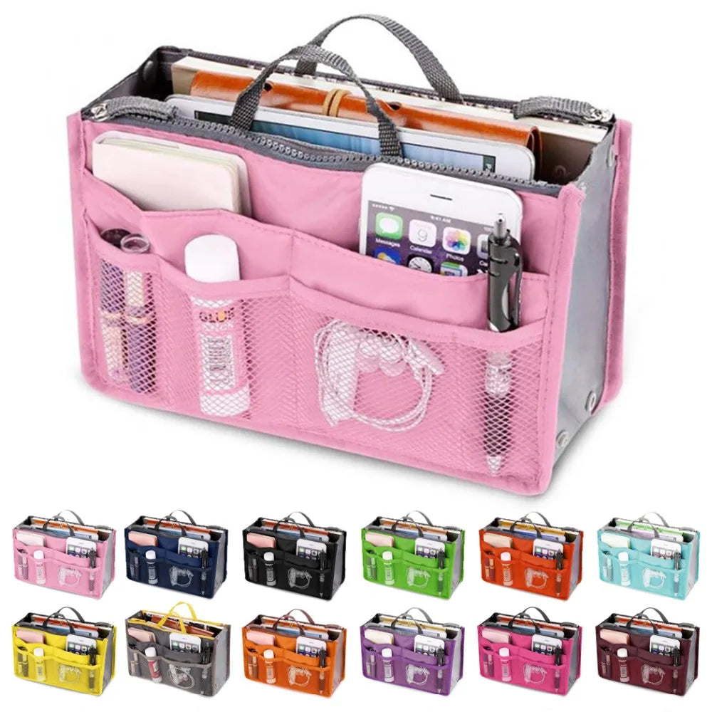 Women's Foldable Nylon Cosmetic Organizer Travel Large Capacity Handbag