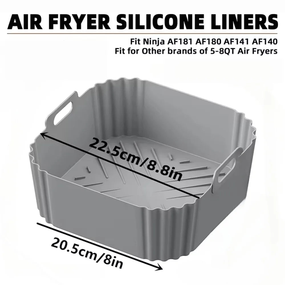 22.5cm Silicone Air Fryer Liners Reusable Non-Stick Basket 5-8QT Air Fryer Accessories