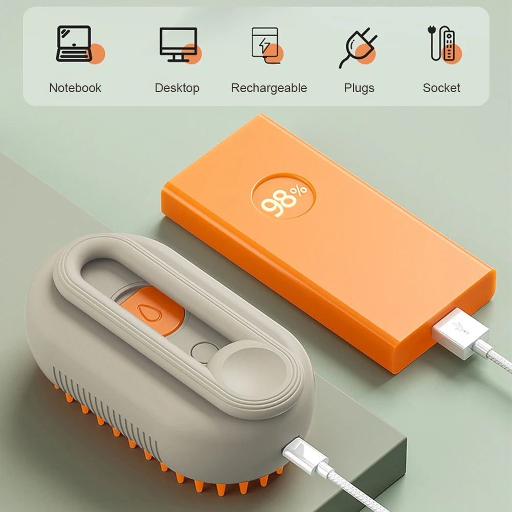 Electric 3-in-1 Pet Hair Spray and Massage Brush